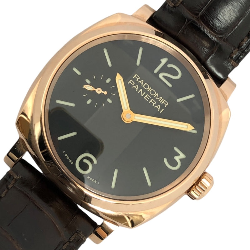 パネライ PANERAI ラジオミール 1904 3デイズ オロロッソ PAM00575 ブラック K18PG/革ベルト 手巻き メンズ 腕時計