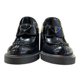 プラダ PRADA チョコレート ブラッシュドレザーヒール ブラック レザー レディース ローファー