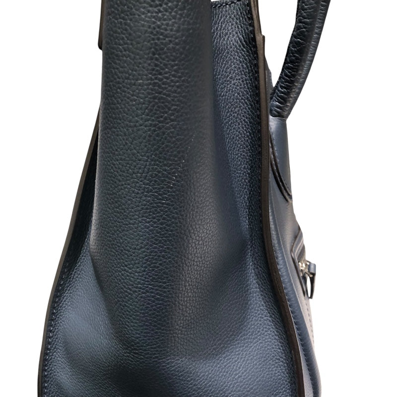 CELINE ネイビー レザー ハンドバッグ 本物 CELINE セリーヌ トップハンドル レザーバッグ ハンドバッグ