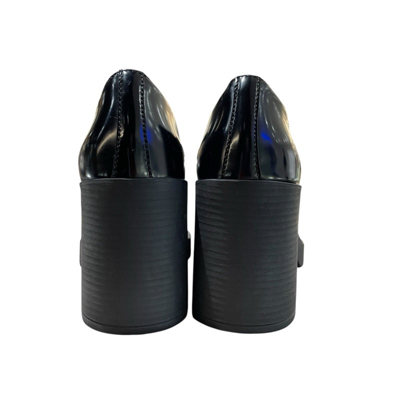 プラダ PRADA チョコレート ブラッシュドレザーヒール ブラック レザー レディース ローファー