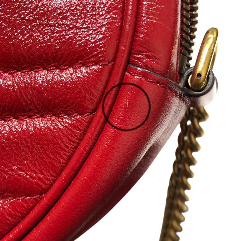 グッチ GUCCI GGマーモント ハートショルダーバッグ 550154 レッド GD金具 レザー レディース ショルダーバッグ