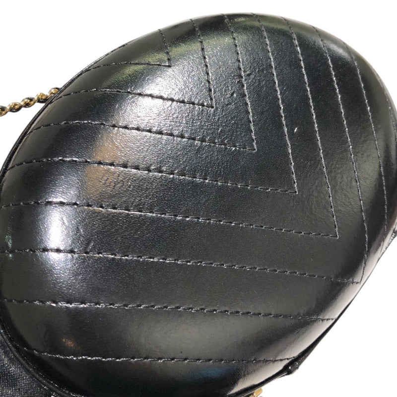 シャネル CHANEL Vステッチラウンドチェーンショルダーバッグ AS0204 27番台 ブラック GD金具 レザー レディース ショルダーバッグ