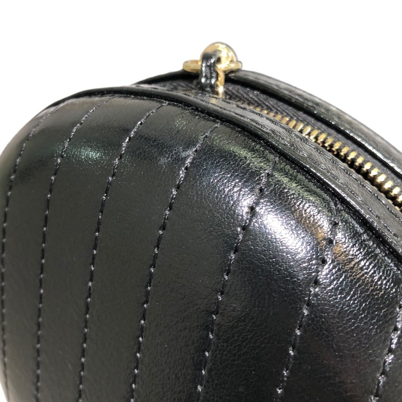 シャネル CHANEL Vステッチラウンドチェーンショルダーバッグ AS0204 27番台 ブラック GD金具 レザー レディース ショルダーバッグ