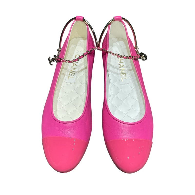 【新品未使用】CHANEL シャネル　バレリーナ　レザー　ピンク　37.5 シャネル CHANEL パレリーナ フラット パンプス G38986 ピンク レザー