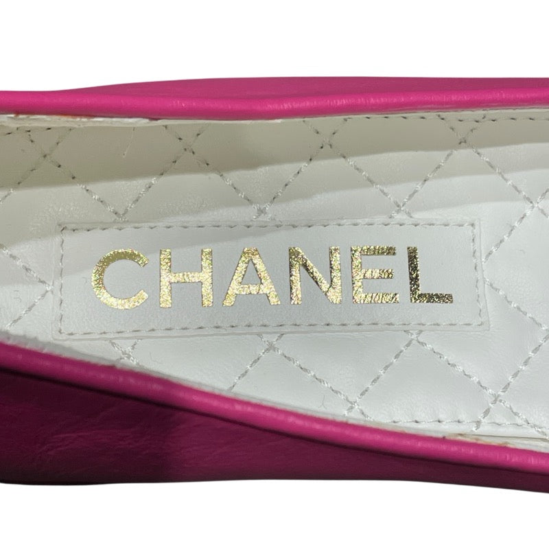 シャネル CHANEL パレリーナ フラット パンプス G38986 ピンク レザー レディース パンプス