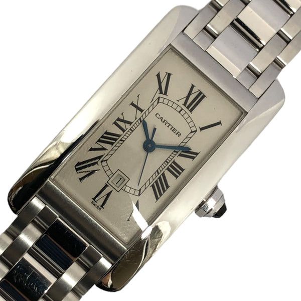 カルティエ Cartier タンクアメリカン MM W26036L1 ホワイト K18WG 自動巻き メンズ 腕時計