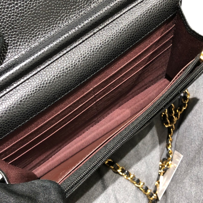 シャネル CHANEL マトラッセチェーンウォレット AP0250 ブラック GD金具 キャビアスキン レディース ウォレットチェーン