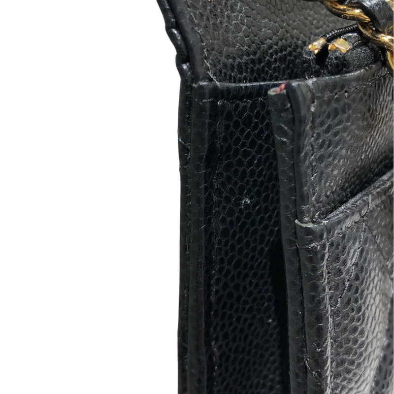 シャネル CHANEL マトラッセチェーンウォレット AP0250 ブラック GD金具 キャビアスキン レディース ウォレットチェーン