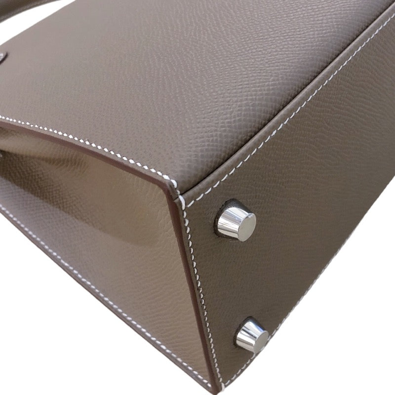 エルメス HERMES ケリー25 外縫い W刻 (2024年製) エトゥープ シルバー金具 ヴォーエプソン レディース ハンドバッグ