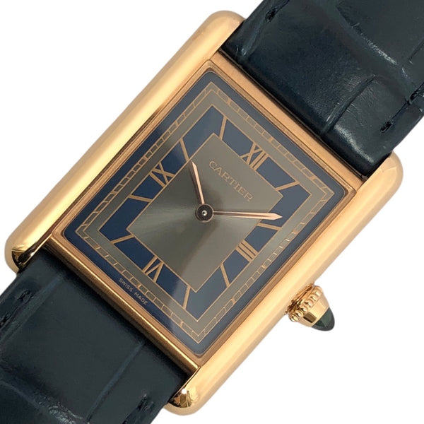 カルティエ Cartier タンク ルイ カルティエ LM WGTA0058 グレー K18PG/革ベルト 手巻き レディース 腕時計