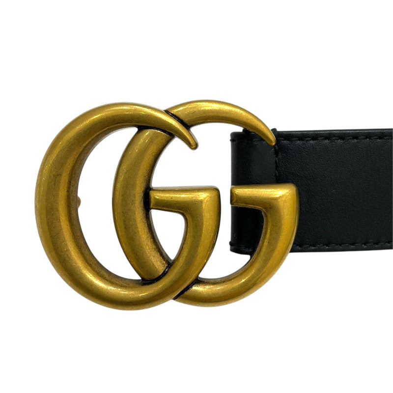 グッチ GUCCI ﾀﾞﾌﾞﾙG ｽﾘﾑﾍﾞﾙﾄ 70cm 414516 ブラック/ゴールド金具 ﾚｻﾞｰ メンズ ベルト