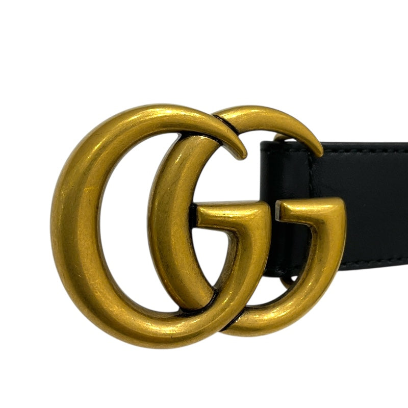 グッチ GUCCI ﾀﾞﾌﾞﾙG ｽﾘﾑﾍﾞﾙﾄ 70cm 414516 ブラック/ゴールド金具 ﾚｻﾞｰ メンズ ベルト