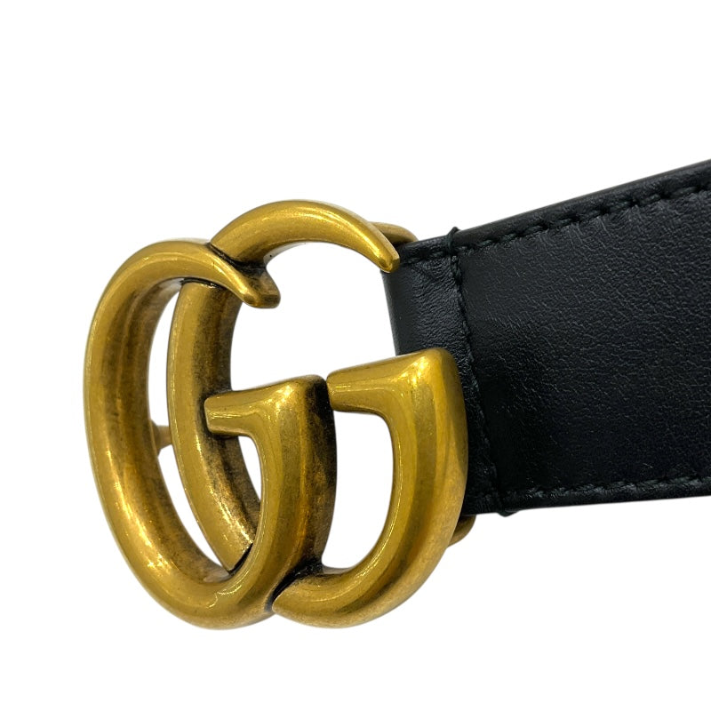 グッチ GUCCI ﾀﾞﾌﾞﾙG ｽﾘﾑﾍﾞﾙﾄ 70cm 414516 ブラック/ゴールド金具 ﾚｻﾞｰ メンズ ベルト