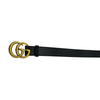 グッチ GUCCI ﾀﾞﾌﾞﾙG ｽﾘﾑﾍﾞﾙﾄ 70cm 414516 ブラック/ゴールド金具 ﾚｻﾞｰ メンズ ベルト