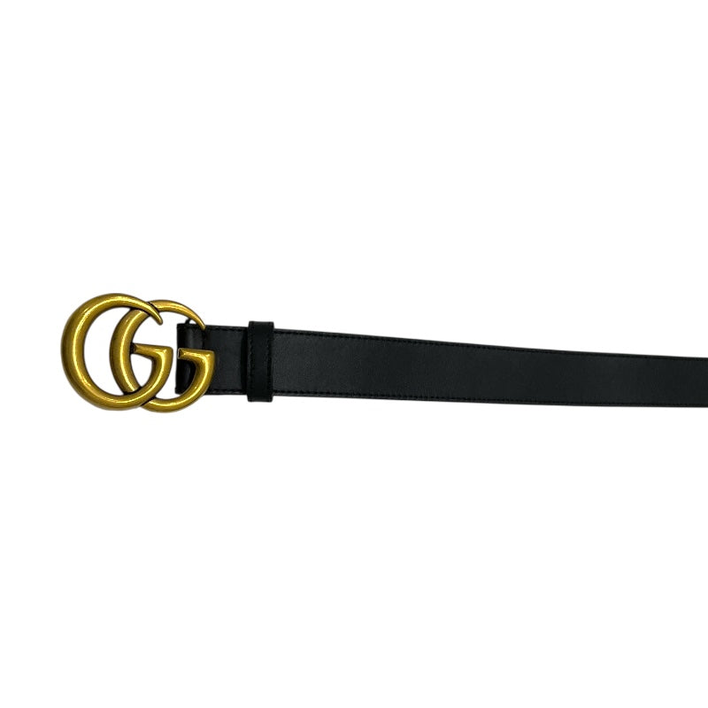 グッチ GUCCI ﾀﾞﾌﾞﾙG ｽﾘﾑﾍﾞﾙﾄ 70cm 414516 ブラック/ゴールド金具 ﾚｻﾞｰ メンズ ベルト