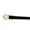 グッチ GUCCI ﾀﾞﾌﾞﾙG ｽﾘﾑﾍﾞﾙﾄ 70cm 414516 ブラック/ゴールド金具 ﾚｻﾞｰ メンズ ベルト