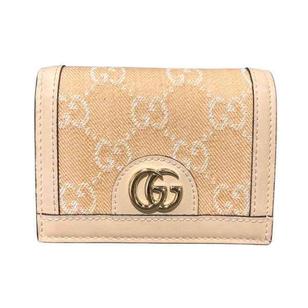 グッチ GUCCI GGﾃデニム カードケースウォレット 523155 ベージュ GGデニム レディース 二つ折り財布 グッチ GUCCI GGﾃデニム カードケースウォレット 523155 ベージュ GG