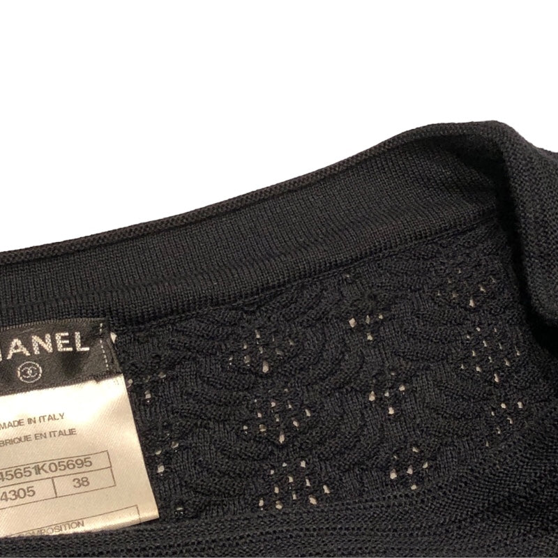 シャネル CHANEL 7分袖ニットワンピース P45651 ブラック コットン100％ レディース ワンピース