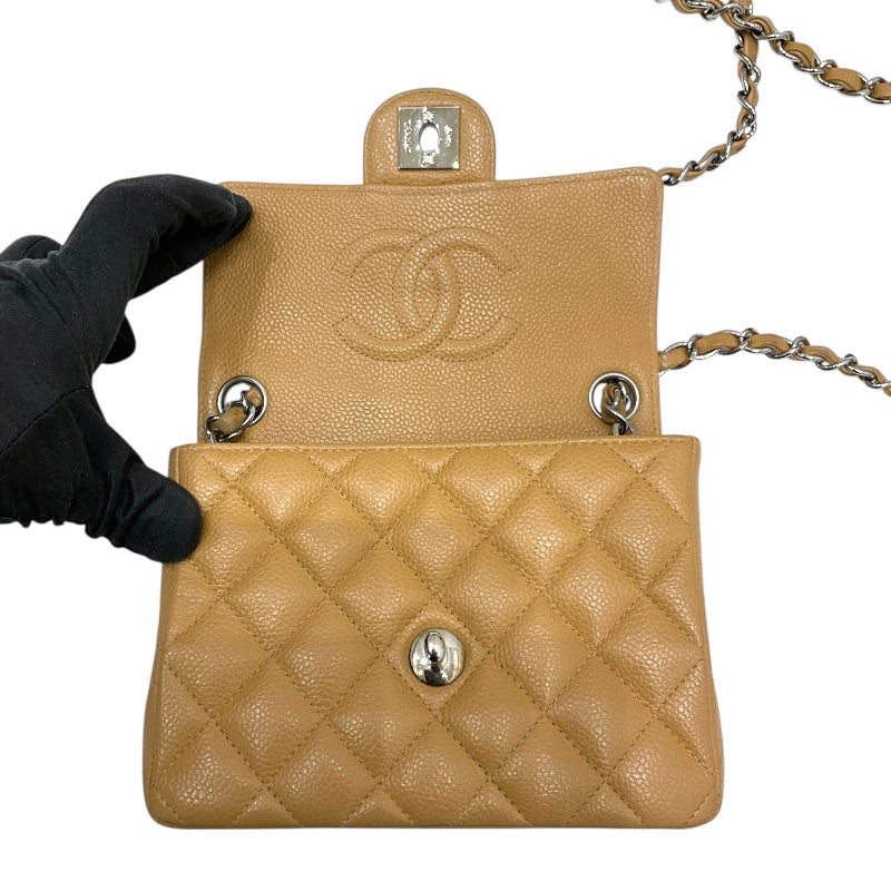 シャネル CHANEL ミニマトラッセ18 A01115 ベージュ キャビア レディース ショルダーバッグ