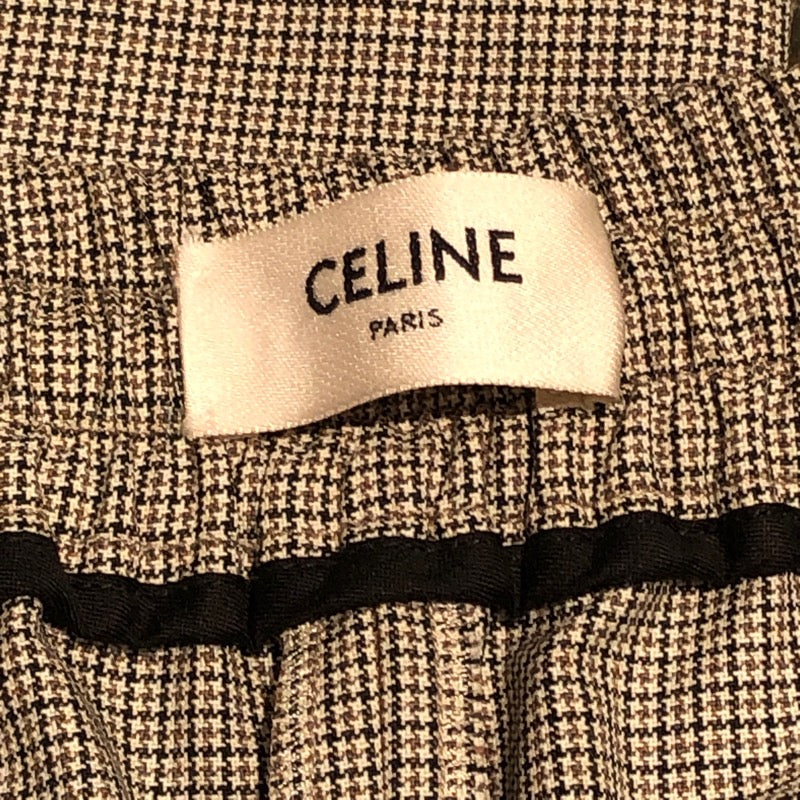 セリーヌ CELINE チェックルーズカーゴパンツ 2P840462T ベージュ ウール100% レディース カーゴパンツ