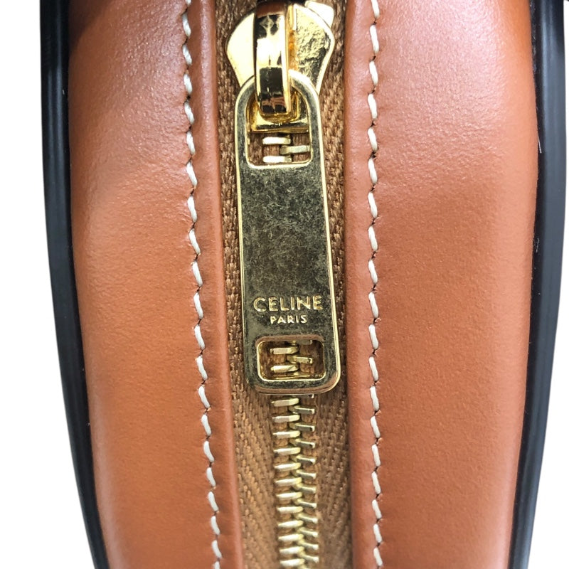 セリーヌ CELINE ｸﾛｽﾎﾞﾃﾞｨ ｵｰﾊﾞﾙﾊﾟｰｽ ｷｭｲﾙ ﾄﾘｵﾝﾌ 10I703 ブラウン スムースカーフ レディース ショルダーバッグ