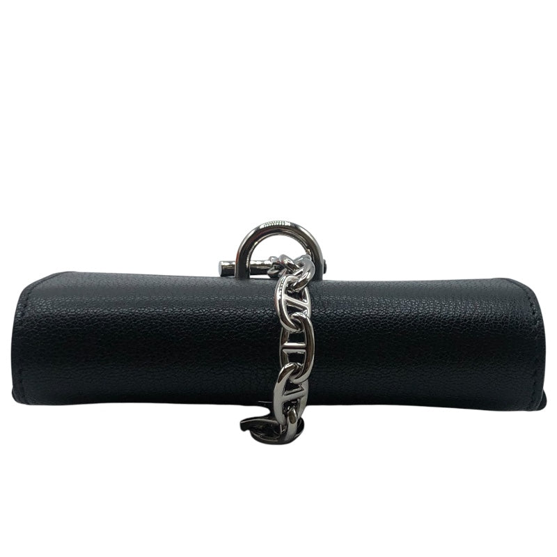 エルメス HERMES シェーヌダンクル コンパクトウォレット W刻 ブラック シェーブル レディース その他小物