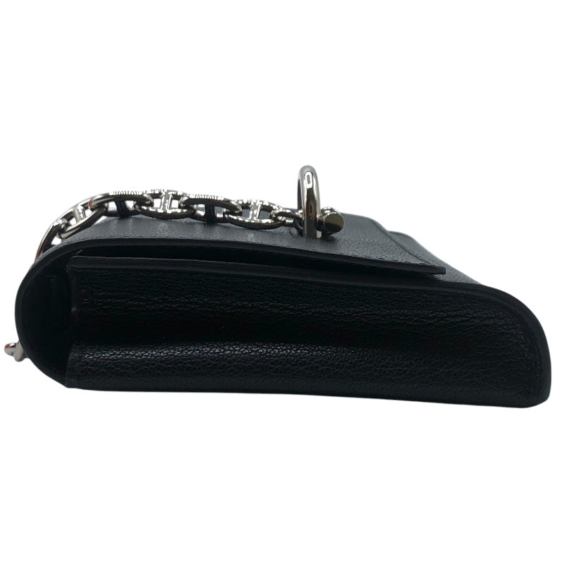 エルメス HERMES シェーヌダンクル コンパクトウォレット W刻 ブラック シェーブル レディース その他小物