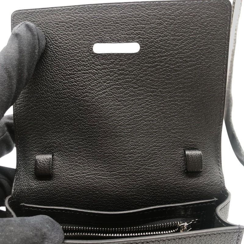 エルメス HERMES シェーヌダンクル コンパクトウォレット W刻 ブラック シェーブル レディース その他小物