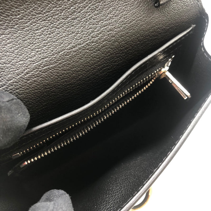 エルメス HERMES シェーヌダンクル コンパクトウォレット W刻 ブラック シェーブル レディース その他小物