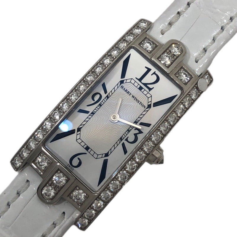 ハリーウィンストン HARRY WINSTON アヴェニュー C ホワイトシェル 330LQW ホワイト K18WG/革ベルト レディース 腕時計