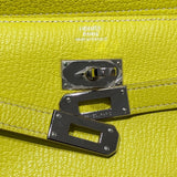 エルメス HERMES ケリーウォレットミディアム 口Q刻印 ライム/シルバー金具 シェーブル レディース 二つ折り財布