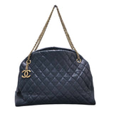 シャネル CHANEL マドモアゼル ボウリングバッグ ネイビー ラムスキン レディース ショルダーバッグ