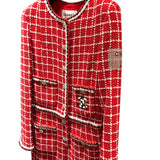 シャネル CHANEL ココマークボタンツイードジャンプスーツ P74022 レッド ツイード レディース ツナギ