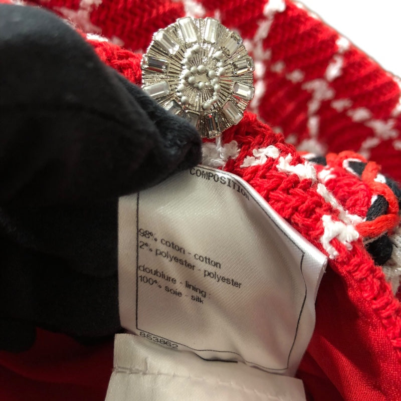 シャネル CHANEL ココマークボタンツイードジャンプスーツ P74022 レッド ツイード レディース ツナギ