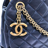 シャネル CHANEL マドモアゼル ボウリングバッグ ネイビー ラムスキン レディース ショルダーバッグ
