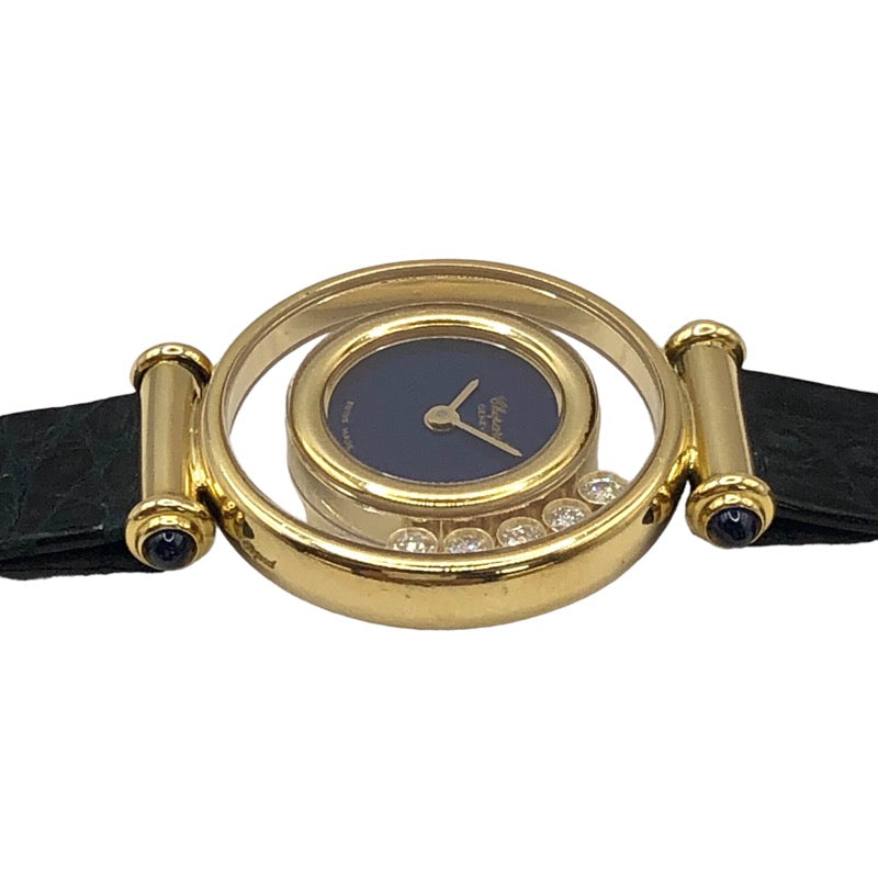 ショパール Chopard ハッピーダイヤモンド 20/4780-23 ネイビー文字盤 K18YG/レザーストラップ クオーツ レディース 腕時計