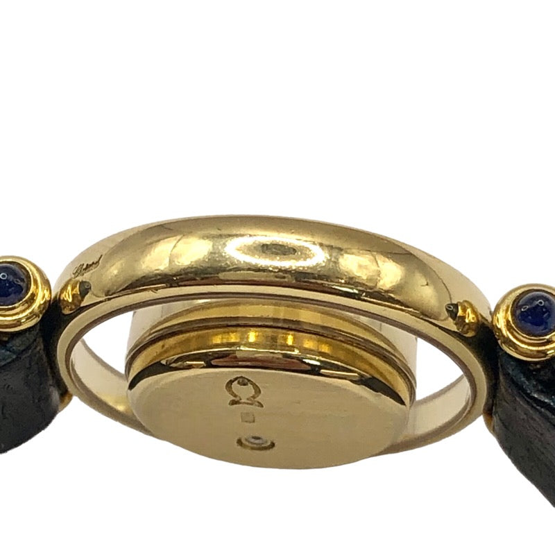 ショパール Chopard ハッピーダイヤモンド 20/4780-23 ネイビー文字盤 K18YG/レザーストラップ クオーツ レディース 腕時計