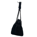 シャネル CHANEL Vステッチ チェーンハンドバッグ ブラック キャンバス レディース ショルダーバッグ