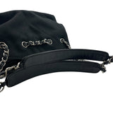 シャネル CHANEL Vステッチ チェーンハンドバッグ ブラック キャンバス レディース ショルダーバッグ