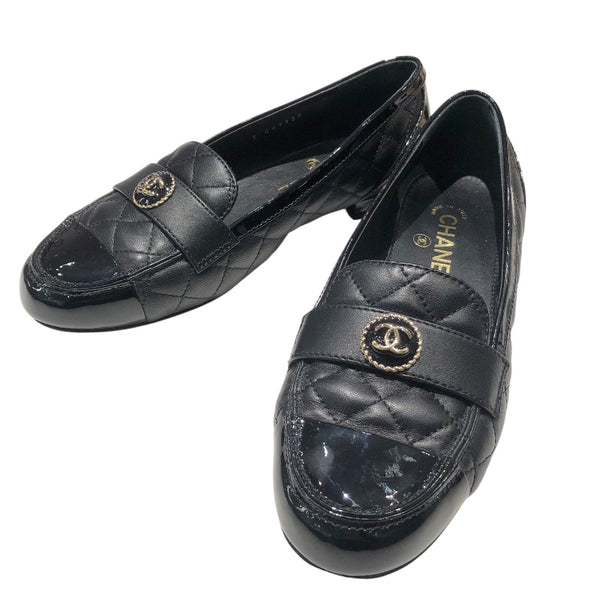 シャネル CHANEL CCマークマトラッセキルティングパンプス G45122 ブラック レザー・パテント レディース パンプス