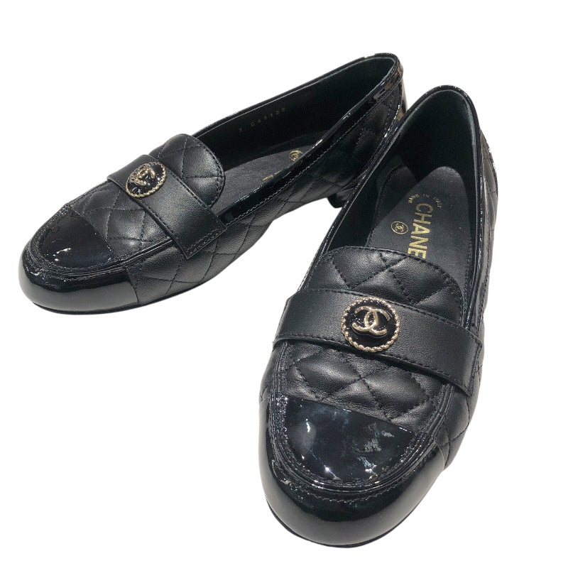 シャネル CHANEL CCマークマトラッセキルティングパンプス G45122 ブラック レザー・パテント レディース パンプス