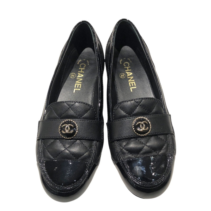 シャネル CHANEL CCマークマトラッセキルティングパンプス G45122 ブラック レザー・パテント レディース パンプス