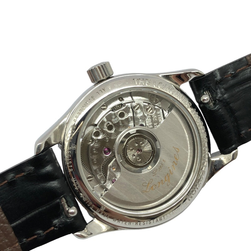 ロンジン LONGINES マスターコレクション L2.128.4 ブラック SS/革ベルト（社外品） 自動巻き レディース 腕時計