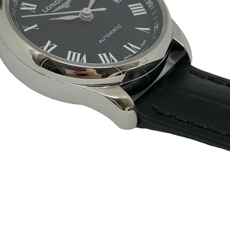 ロンジン LONGINES マスターコレクション L2.128.4 ブラック SS/革ベルト（社外品） 自動巻き レディース 腕時計
