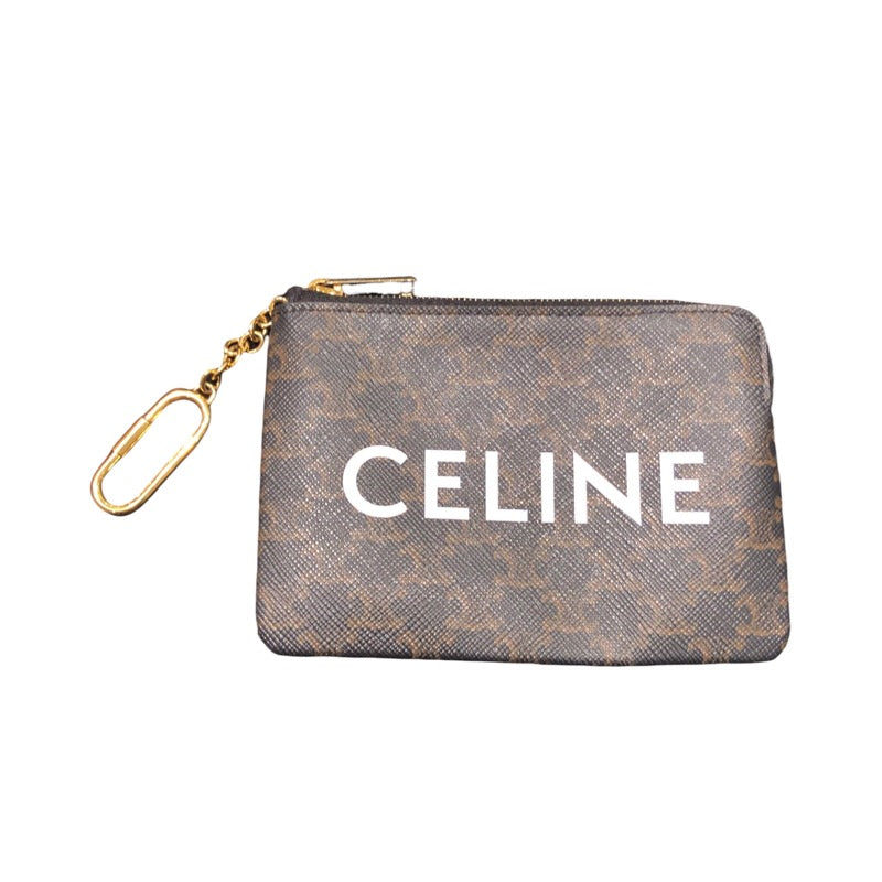 セリーヌ CELINE コインカードポーチ 10C662 ブラウン　ゴールド金具 PVC レディース コインケース