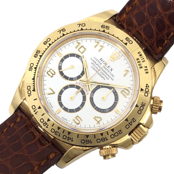 ロレックス ROLEX コスモグラフ・デイトナ T番 16518 ホワイト文字盤 K18YG/革ベルト 自動巻き メンズ 腕時計