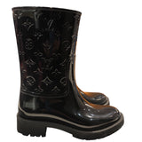 ルイ・ヴィトン LOUIS VUITTON ドロップス モノグラム柄 レインブーツ ブラック レディース ブーツ