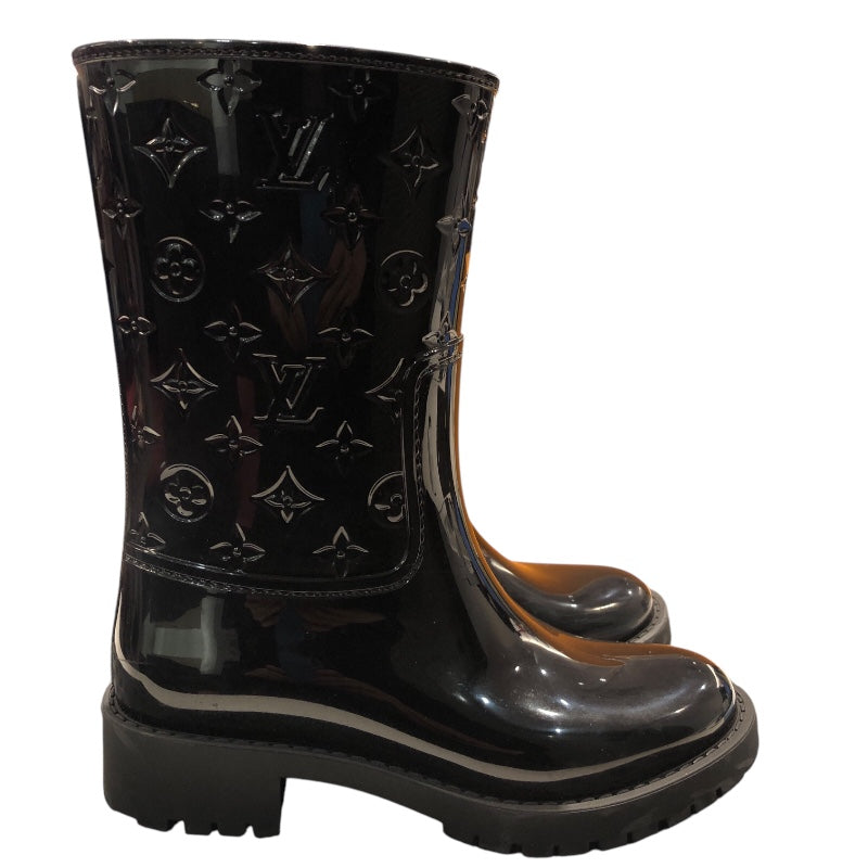 ルイ・ヴィトン LOUIS VUITTON ドロップス モノグラム柄 レインブーツ ブラック レディース ブーツ