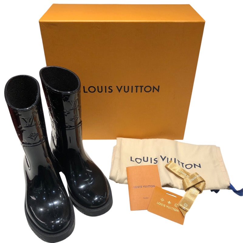 ルイ・ヴィトン LOUIS VUITTON ドロップス モノグラム柄 レインブーツ ブラック レディース ブーツ