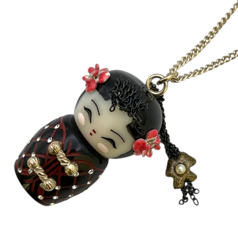 シャネル CHANEL ﾁｬｲﾅﾄﾞｰﾙﾈｯｸﾚｽ ブラック/SV金具 メタル/ライトストーン アクセサリー